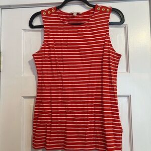 #42 BANANA REPUBLIC • RED STRIPED TANK TOP • GOLD BUTTON DETAILS